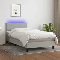VidaXL Boxspringbett mit Matratze & LED Hellgrau 100x200 cm