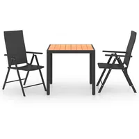 VidaXL 3-tlg. Garten-Essgruppe Schwarz und Braun