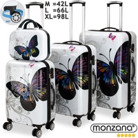 Monzana Hartschalenkofferset Butterfly Polycarbonat