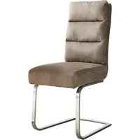 DeLife Freischwinger Pela-Flex Mikrofaser Taupe Vintage Freischwinger flach Edelstahl