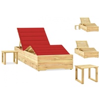 VidaXL Garten-Sonnenliege Rot mit Tisch und Auflage Kiefer Imprägniert