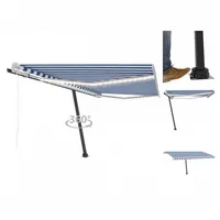 VidaXL LED Automatische Markise 400 x 300 cm blau/weiß