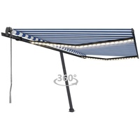 VidaXL LED Automatische Markise 400 x 350 cm blau/weiß