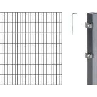 GAH Alberts Alberts 651084 Doppelstabmattenzaun als 14 tlg. Zaun-Komplettset