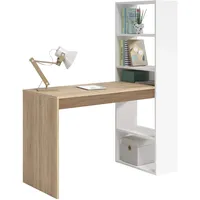 Habitdesign Schreibtisch mit Bücherregal mit fünf Regalen, Farbe Weiß