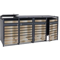 Mendler 4er Mülltonnenverkleidung HWC-J81, Mülltonnenbox, erweiterbar, Metall 100kg, anthrazit