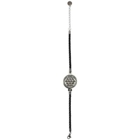 Saraswati Armband Armband "Blume des Lebens" Leder schwarz, Edelstahl