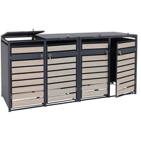 MCW 4er Mülltonnenverkleidung MCW-J81, Mülltonnenbox, erweiterbar, Metall 100kg, anthrazit