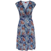 S.Oliver Jerseykleid Damen blau-koralle bedruckt Gr.36