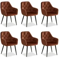 Homestyle4u Polsterstuhl Samt braun 6er Set