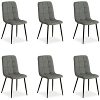 Homestyle4u Esszimmerstuhl 6er Set Grau