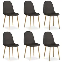 Homestyle4u Esszimmerstuhl Leinen grau 6er Set