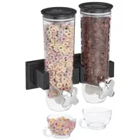 Relaxdays Doppelter Müslispender Wandmontage Schwarz,Silber,Transparent