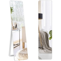 Costway Ganzkörperspiegel, Weiß Glas, 45x160x37 cm Spiegel, Standspiegel und