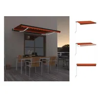 VidaXL LED Automatische Markise 450 x 350 cm orange/braun