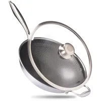 Reishunger Premium Wok Edelstahl mit Wabenmuster | 32 cm