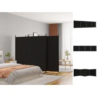 VidaXL 4-tlg. Paravent Schwarz 698x180 cm Stoff