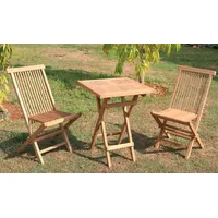 Mojawo Teakholz Balkon-Set 3tlg. mit Tisch 60x60cm + 2