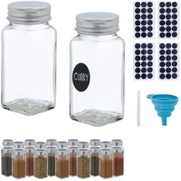 Relaxdays Gewürzgläser 24er Set, Streueinsatz, Gewürzdosen Glas, 120ml, inkl.