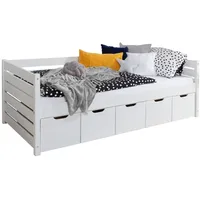 TICAA Sofabett Naomi inkl. 5x Schubkästen, 100x200, Weiß