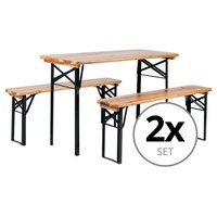 Stagecaptain Hirschgarten Bierzeltgarnitur für Balkon 117 cm Natur 2x