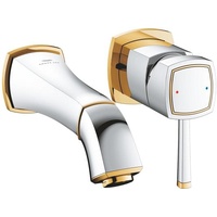 Grohe Grandera 2-Loch-Waschtischbatterie Wandmontage, Fertigmontageset chrom/gold (29416IG0)