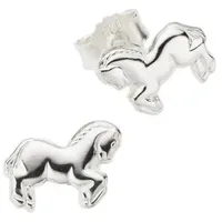 ZEEme Ohrstecker Motiv Pferde weiß 925 Silber one-size