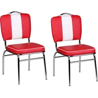 FineBuy Esszimmerstuhl American Diner Kunstleder rot 2er Set