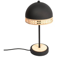 LINDBY Lonnaris Tischlampe mit Rattan, schwarz