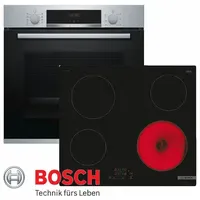 Bosch 3D Heißluft Herdset + Glaskeramik Kochfeld 60cm
