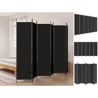 VidaXL 6-tlg. Paravent Schwarz 300x200 cm Stoff