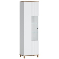 Lomadox Vitrinenschrank Vitrine PLYMOUTH-129 in weiß mit Eiche Nb.