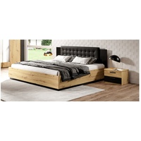 Lomadox 160er Lattenrost 2 Nachtkonsolen Eiche Nb. Doppelbett Nachtkonsole