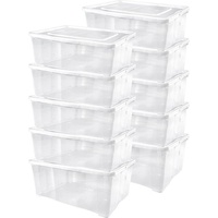 Alpfa 10er-Set Schuhboxen Kunststoffbox Klarsichtbox mit Belüftung je 5,0