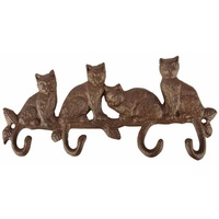 Esschert Design LH180 Kleiderhaken Katzen Gusseisen, Antik-Braun