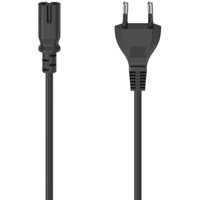 Hama Netzkabel mit Eurostecker, 2-Pin-Stecker, Doppelnut/C7, 1,5 m, Schwarz