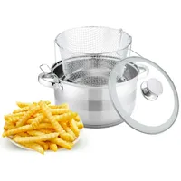 4big.fun Frittiertopf Friteuse Frites Frittierpfanne Fritöse EDELSTAHL Pommestopf Edelstahl