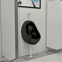 VidaXL Wandurinal mit Spülventil Keramik Schwarz