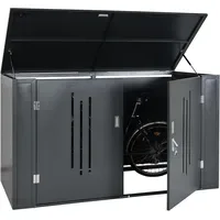 Mendler Fahrradgarage HWC-K64 Fahrradbox abschließbar Metall 121x202x100cm anthrazit