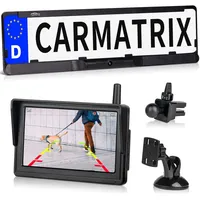 CARMATRIX Solar Funk Rückfahrkamera mit Monitor Rückfahrsystem kabellos mit