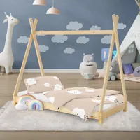 ML-Design Kinderbett Tipi 70x140 cm mit Lattenrost Natur Indianer