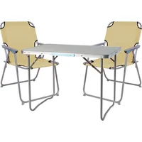 Mojawo 3-teiliges Campingmöbel Set Alu L70xB50xH59cm beige