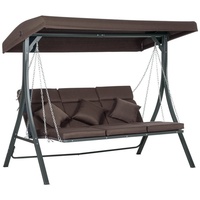 Outsunny Hollywoodschaukel 3-Sitzer, Schaukelbank mit Verstellbarem Sonnendach, Gartenschaukel mit