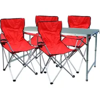 Mojawo 5-teiliges Campingmöbel Set Rot 4x Stuhl inkl. Tasche