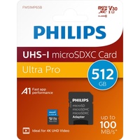 Philips Ultra Pro R100/W80 microSDXC 512GB Kit, UHS-I U3,