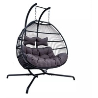 Purehaven Hängesessel für 2 Personen 130x120x200 cm Rattan-Kunststoffgeflecht mit