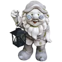 Aspinaworld Gartenfigur, Gartenzwerg mit Brille und Laterne 37 cm,