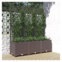 VidaXL Pflanzkübel mit Rankgitter Braun 120x40x136 cm PP