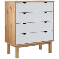 VidaXL Schubladenschrank OTTA Braun&Weiß 76,5x39,5x90 cm Massivholz