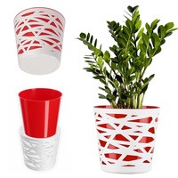 Kadax Blumentopf aus Kunststoff, Pflanztopf rund, 17 cm, Rot